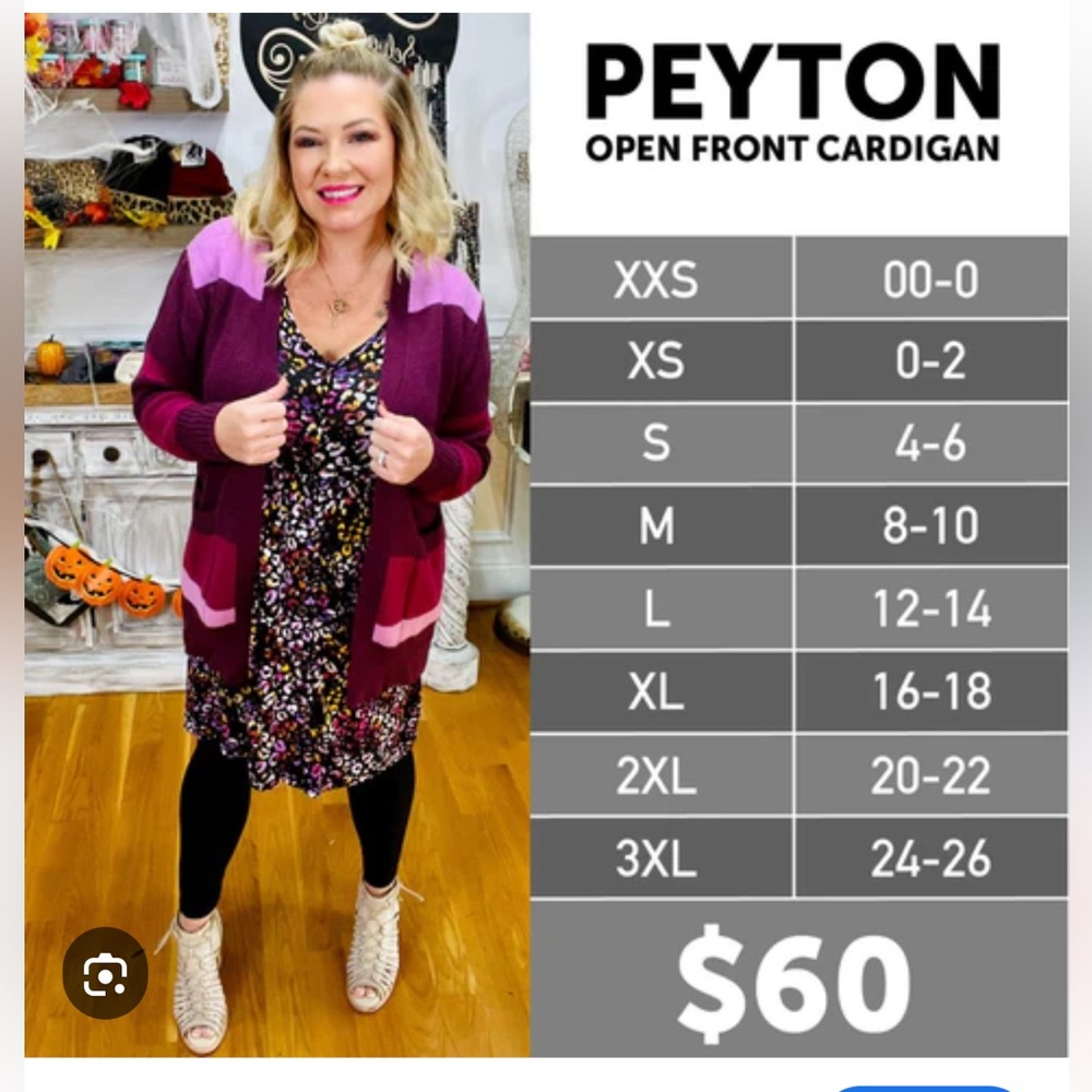 LuLaRoe Peyton Golden Open-Front Cardigan XL - Picture 4 of 4